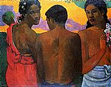 Paul Gauguin Canvas Paintings - Three Tahitians